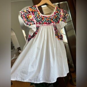 Vintage Huipil. Colorful embroidery on cotton. Girls size 5.
